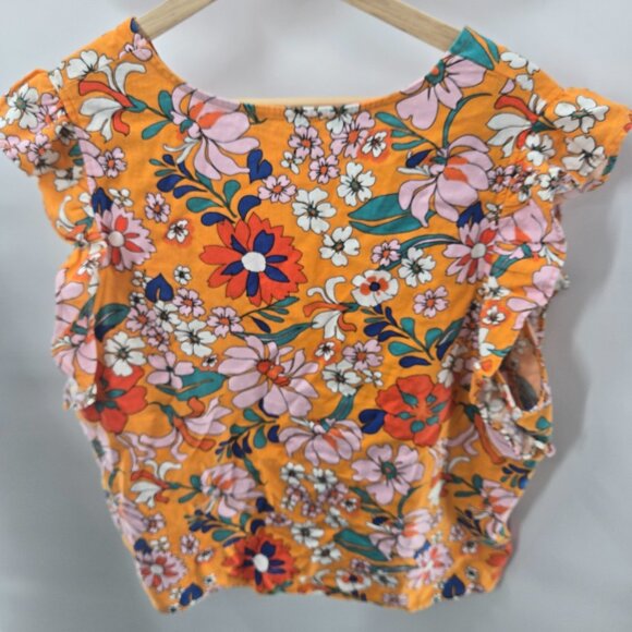 Marc New York Orange Boho V-Neck Linen/Viscose Sleeveless Blouse Size Large - Picture 2 of 11